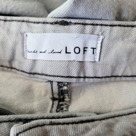 Loft Jeans Light Gray30/10 Curvy Straight Crop Raw Hems Mineral Wash Dyed - Picture 12 of 13